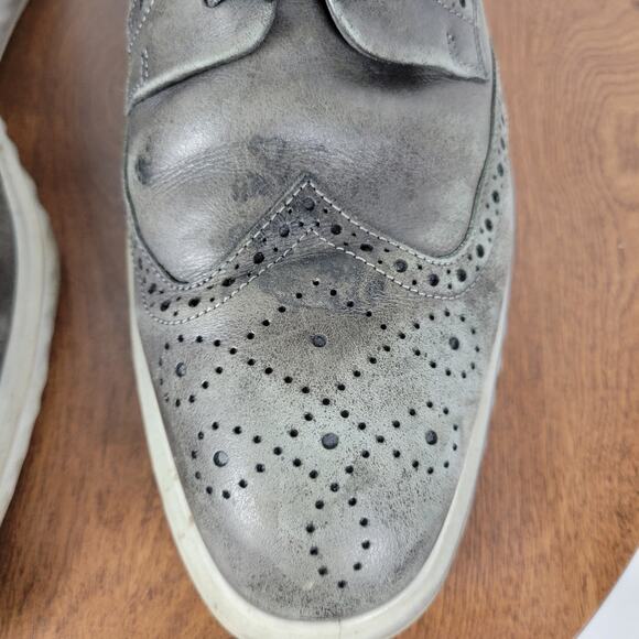 ECCO Mens St 1 Hybrid Lite Brogue Wingtip Magnet Shoes 10 Gray Leather Oxford - Picture 7 of 16
